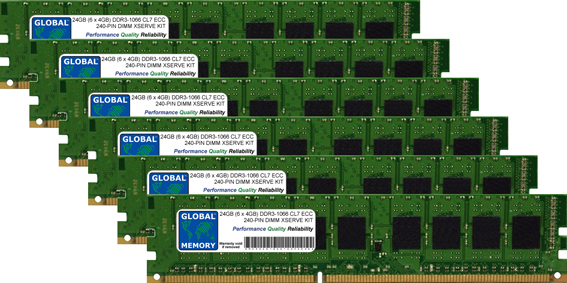 24GB (6 x 4GB) DDR3 1066MHz PC3-8500 240-PIN ECC DIMM (UDIMM) MEMORY RAM KIT FOR APPLE XSERVE (2009)